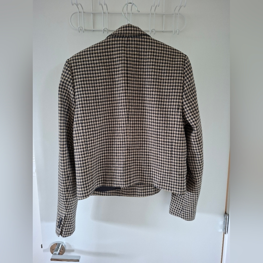 RW&Co. Women's Wool-blend Check Cropped Double-breasted Blazer (Size 8) - Picture 5 of 8